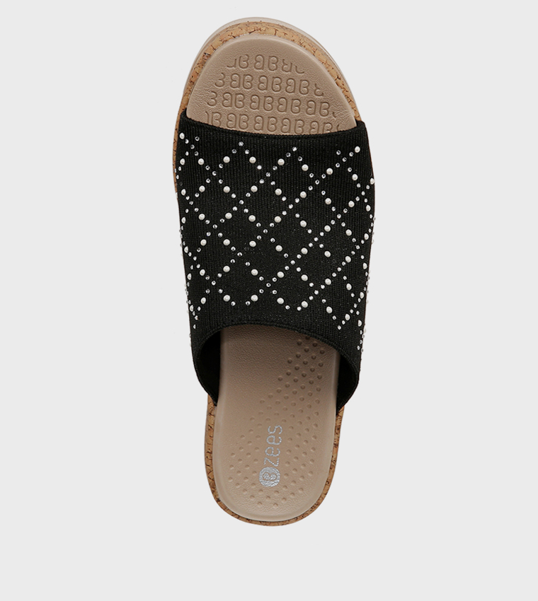 NAROYALL Embellished Open Toe Wedge Sandals