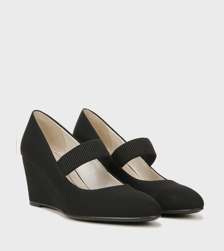 Black mary jane wedge shoes online