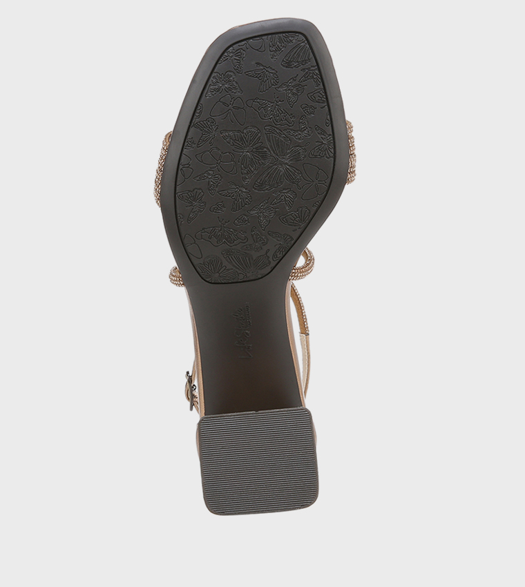 NACAPTIVATE Embellished Ankle Strap Block Heel Sandals