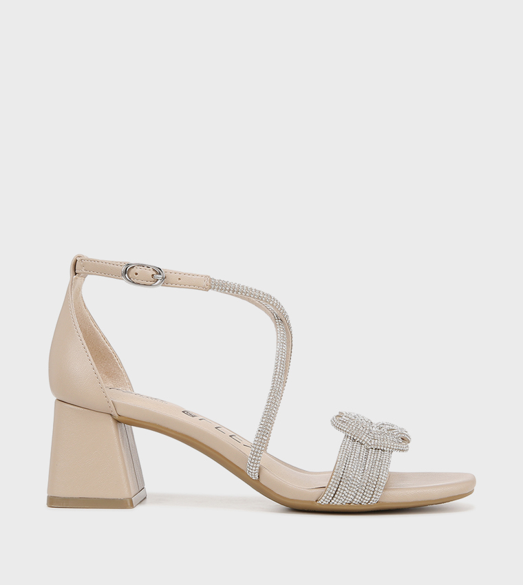 NACAPTIVATE Embellished Ankle Strap Block Heel Sandals