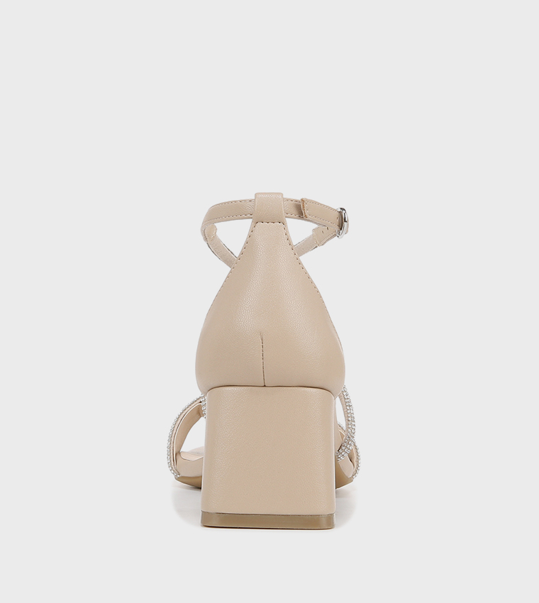 NACAPTIVATE Embellished Ankle Strap Block Heel Sandals