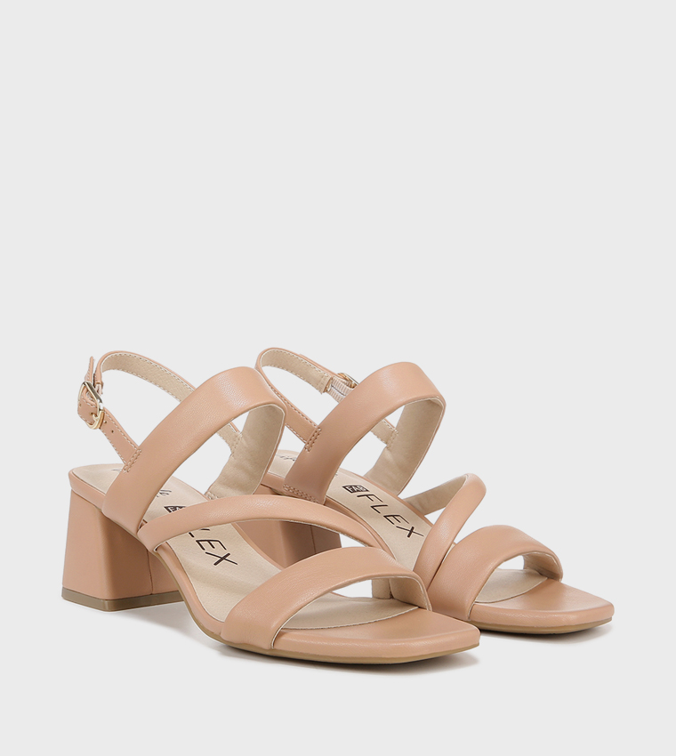 NACELIA Open Toe Ankle Strap Block Heel Sandals
