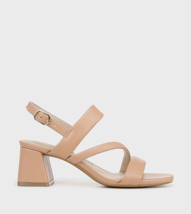 NACELIA Open Toe Ankle Strap Block Heel Sandals