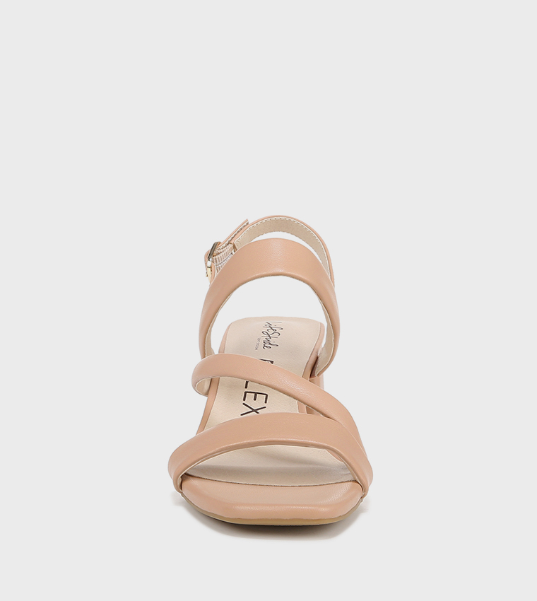 NACELIA Open Toe Ankle Strap Block Heel Sandals