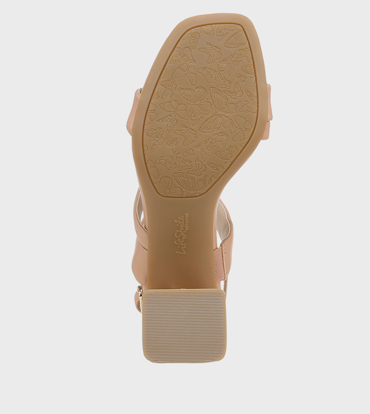 NACELIA Open Toe Ankle Strap Block Heel Sandals