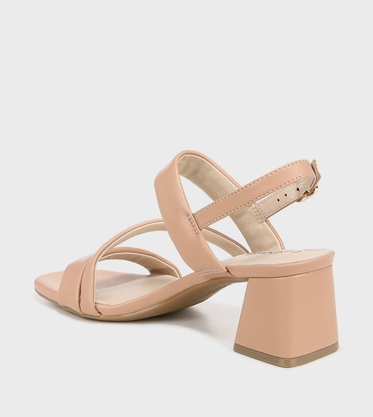 NACELIA Open Toe Ankle Strap Block Heel Sandals