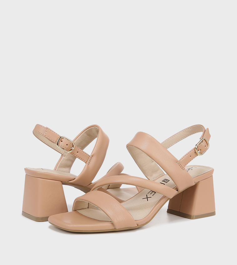 NACELIA Open Toe Ankle Strap Block Heel Sandals