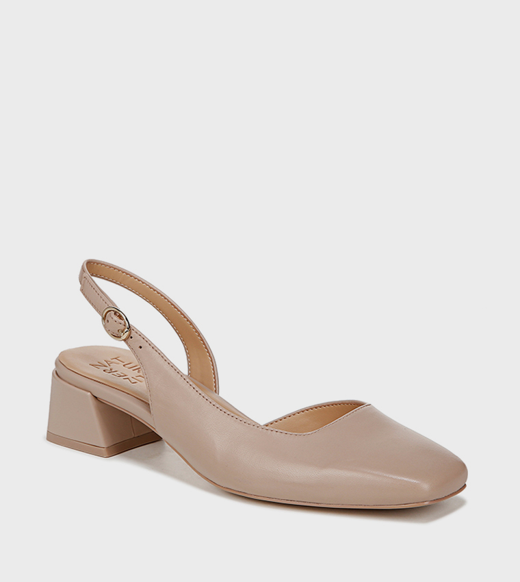 JAYLA Textured Square Toe Slingback Pumps