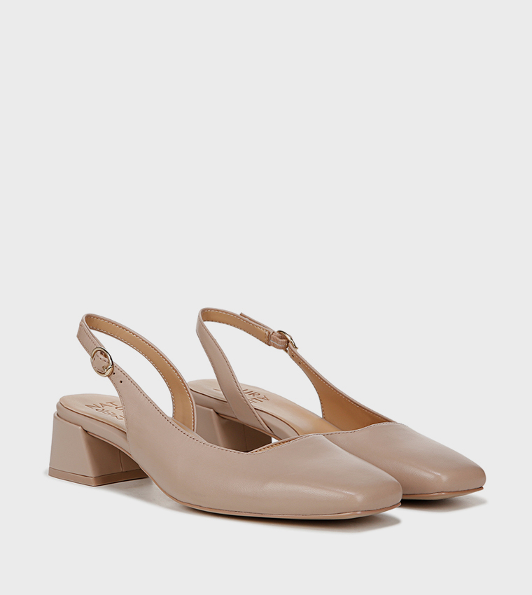 JAYLA Textured Square Toe Slingback Pumps