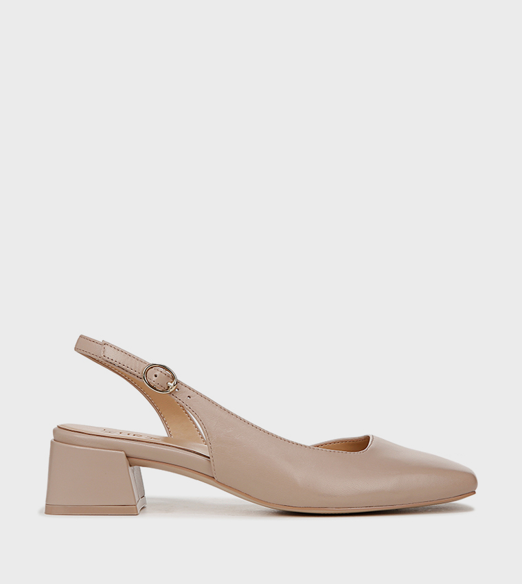 JAYLA Textured Square Toe Slingback Pumps