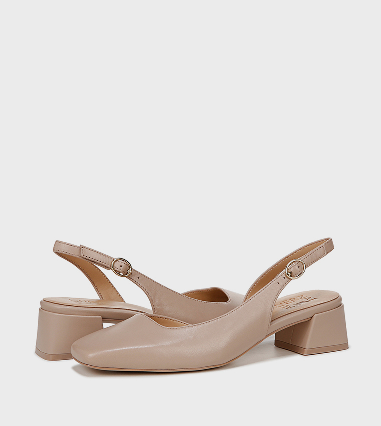 JAYLA Textured Square Toe Slingback Pumps