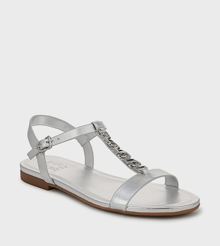 TEACH Metal Accent Flat Sandals