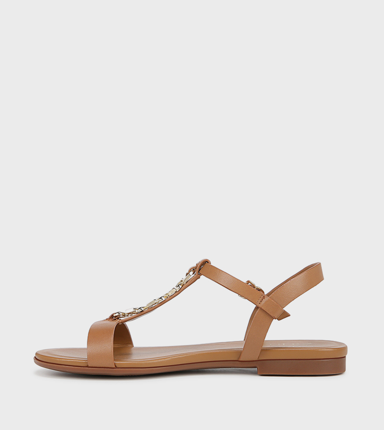 TEACH Metal Accent Flat Sandals