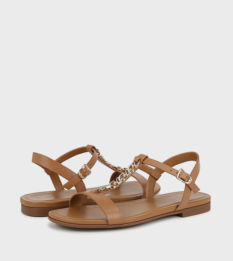 TEACH Metal Accent Flat Sandals