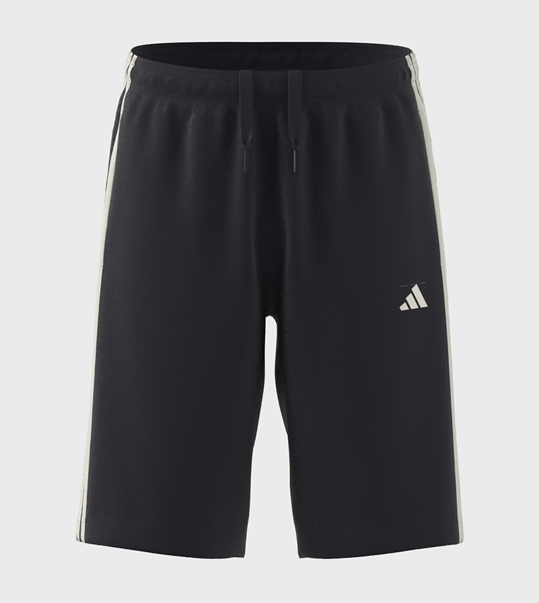 adidas Training 3 stripe shorts in black