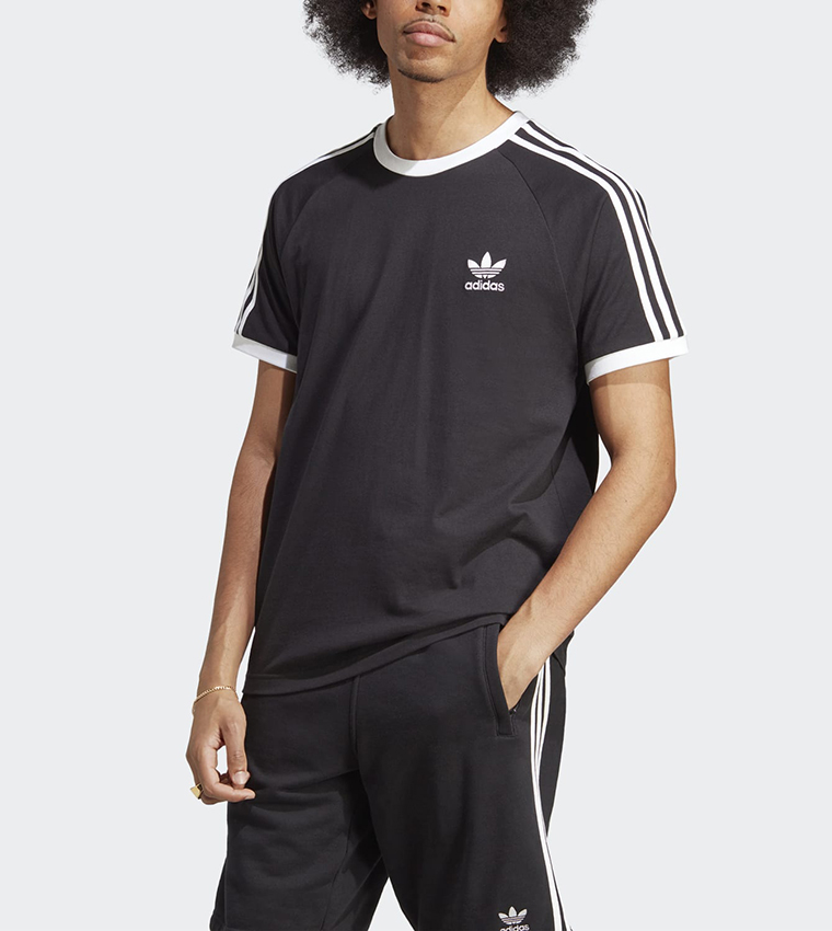 Stripe Detailed Sleeves Crew Neck T-Shirt