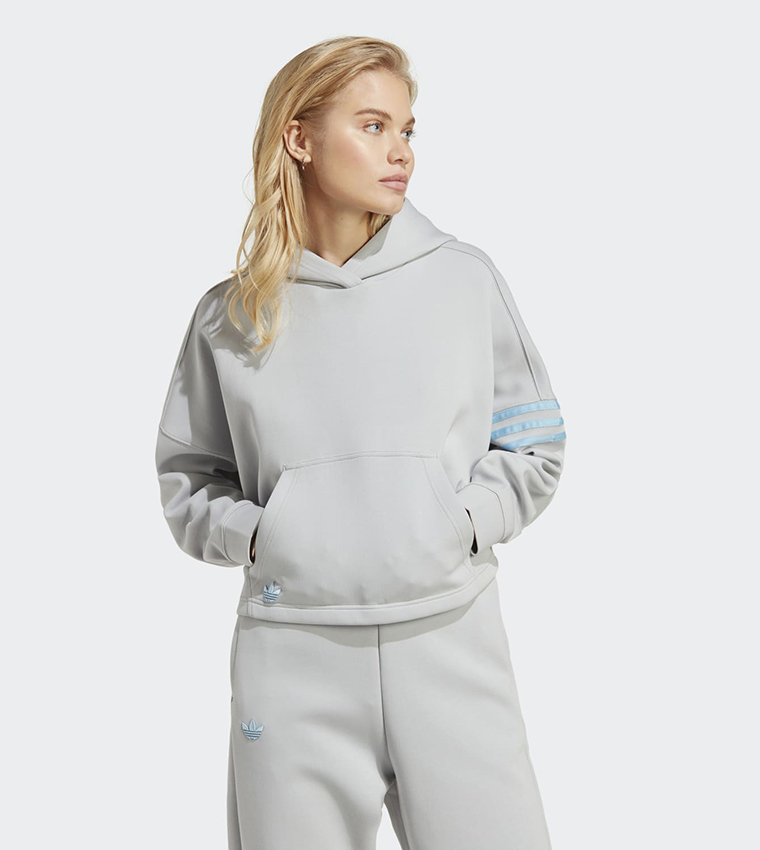 3 stripe outlet hoodie grey womens