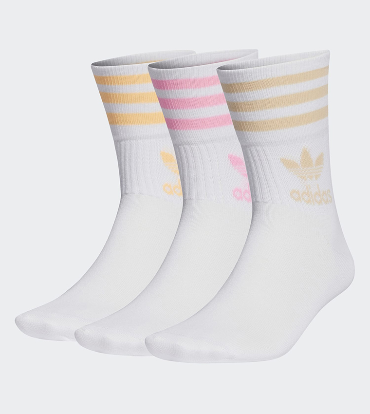 Buy Adidas Pack Of 3 Enjoy Summer Mid Cut Crew Socks In White ...