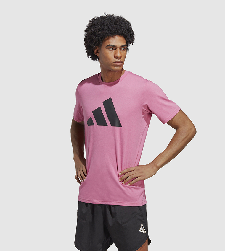 Pink adidas cheap logo shirt