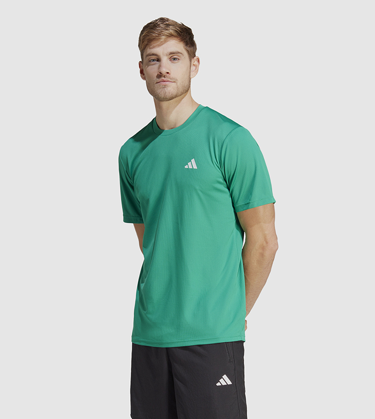 Buy Adidas Logo Detail Crew Neck Athleisure T Shirt In Green