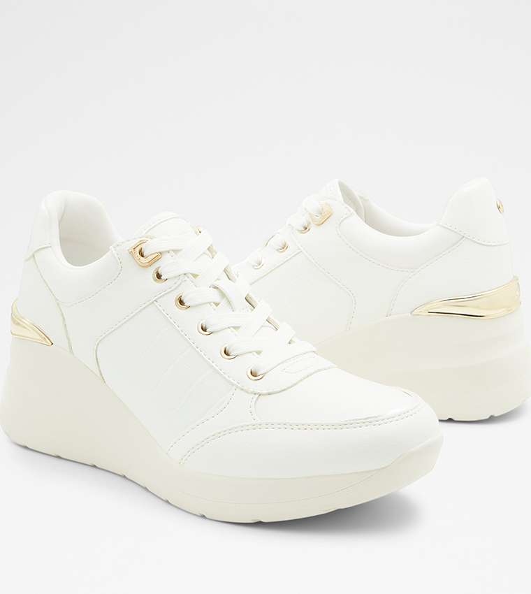 White wedge slip on sneakers sales