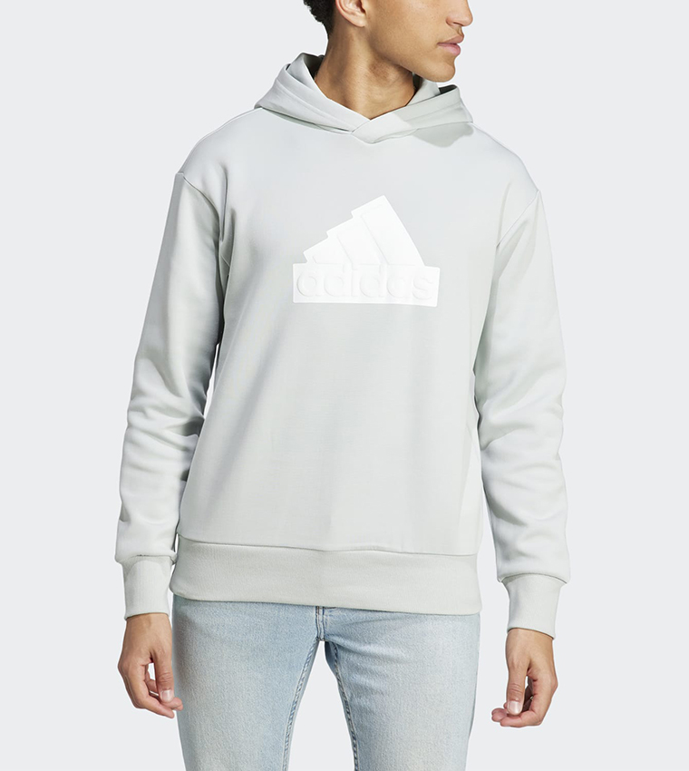 Buy Adidas Future Icons Badge Of Sport Logo Embossed Hoodie In Grey 6thStreet Saudi Arabia