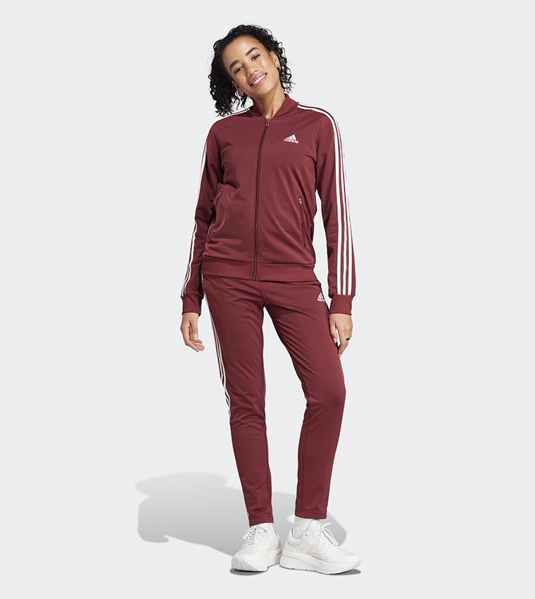 Buy Adidas Logo Printed Zip Through Track Suit In Red