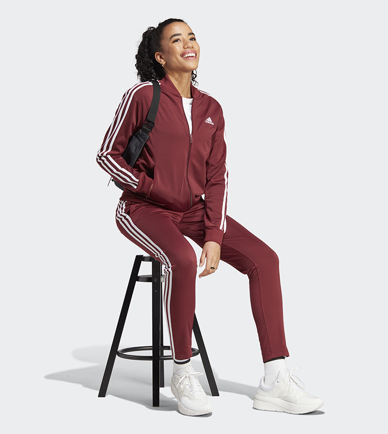 Buy Adidas Logo Printed Zip Through Track Suit In Red