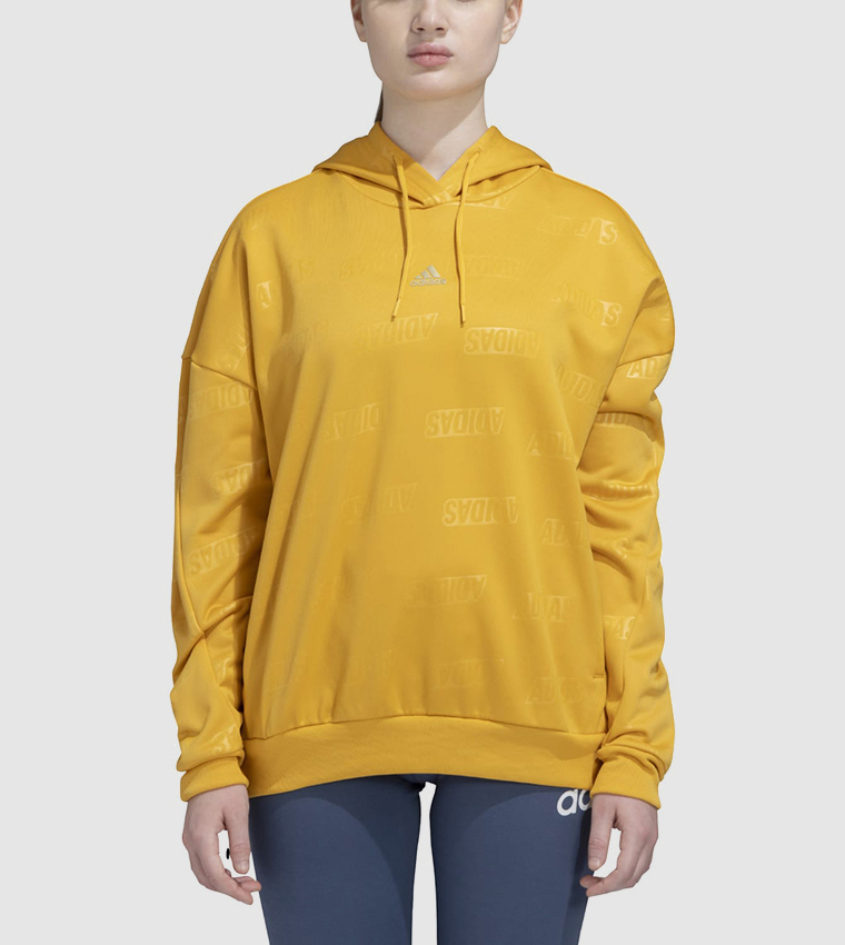 Buy Adidas Embossed Monogram Fleece Hoodie In Yellow 6thStreet Qatar