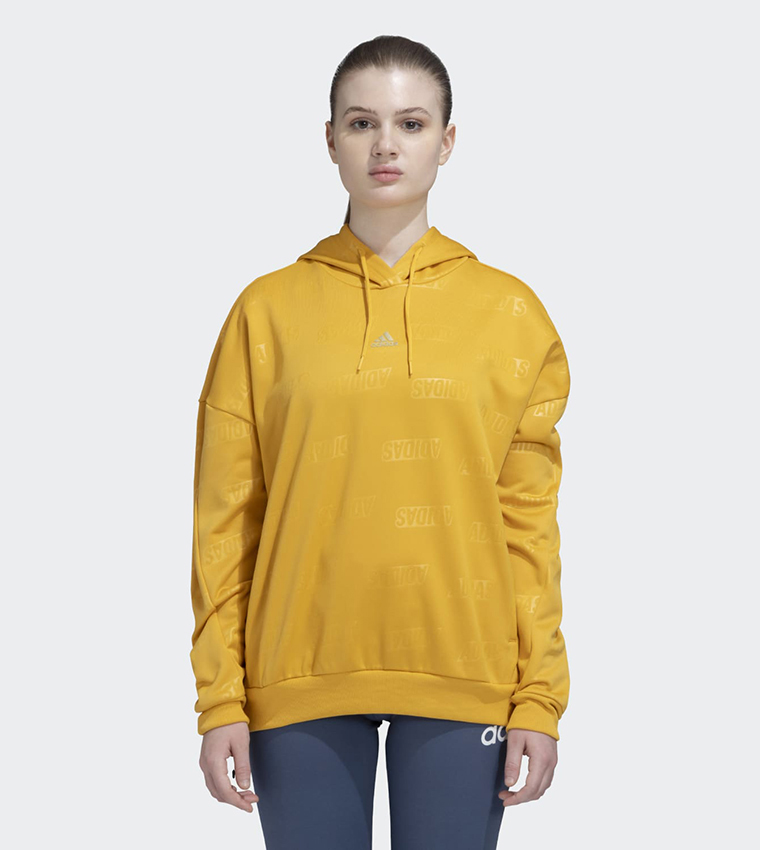 Buy Adidas Embossed Monogram Fleece Hoodie In Yellow 6thStreet Qatar