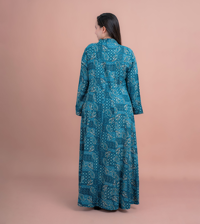 Printed Flared Sleeves Modern Jalabiya