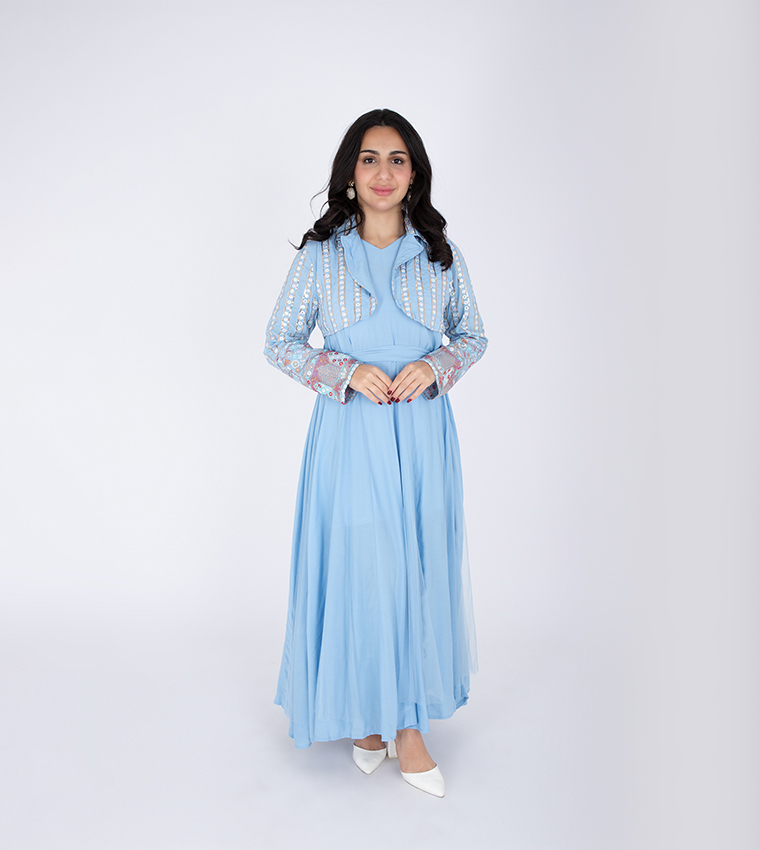 sachin and babi light blue dress Two Piece Blazer and embroidered dress set – Aphrodite Malta main image 0