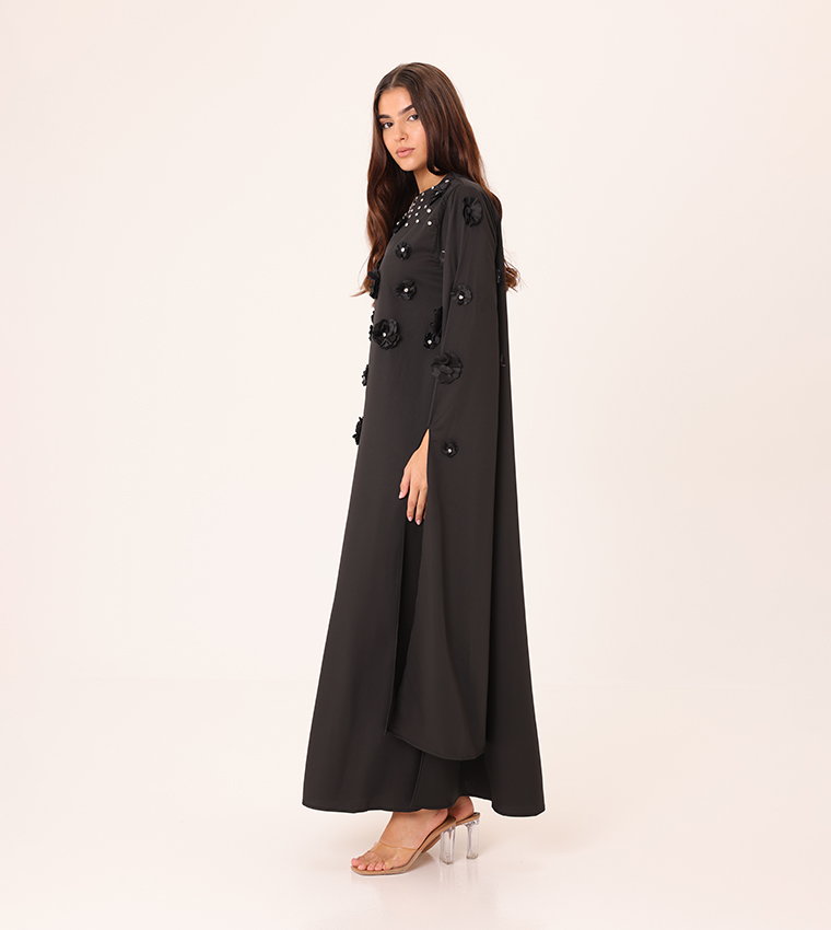 Floral Appliqued Cape Sleeves Jalabiya