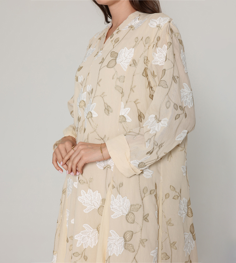 Floral Embroidered Modern Jalabiya