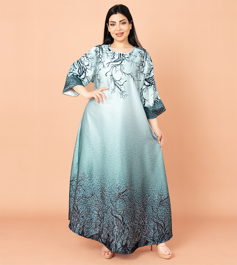 Abstract Printed 3/4 Sleeves Jalabiya