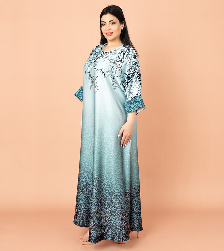 Abstract Printed 3/4 Sleeves Jalabiya