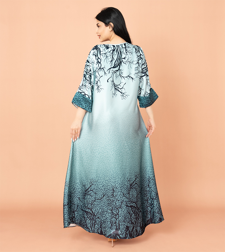 Abstract Printed 3/4 Sleeves Jalabiya