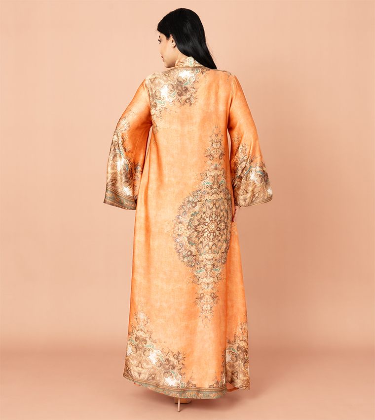Printed Mandarin Collar Jalabiya