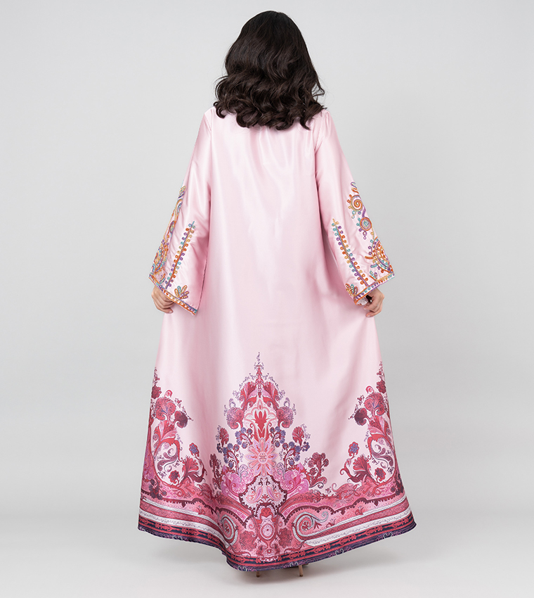 Embroidered Stand Collar Jalabiya