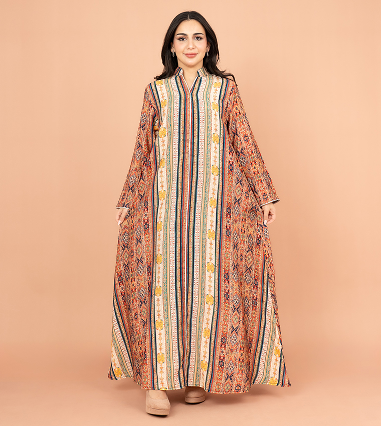 Printed Long Sleeves Jalabiya