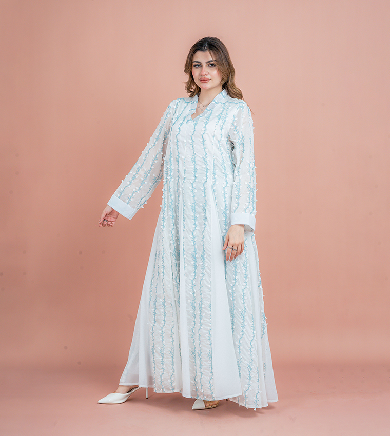 Embroidered V-Neck Jalabiya
