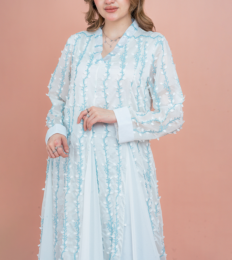 Embroidered V-Neck Jalabiya