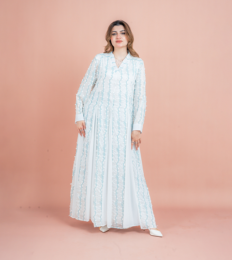 Embroidered V-Neck Jalabiya