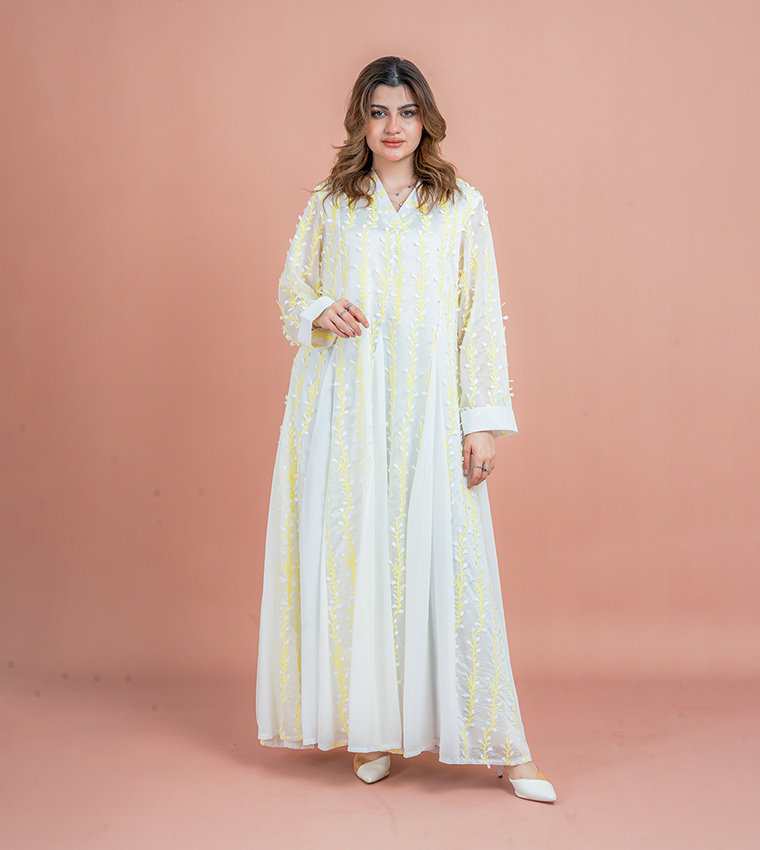 Embroidered V-Neck Jalabiya