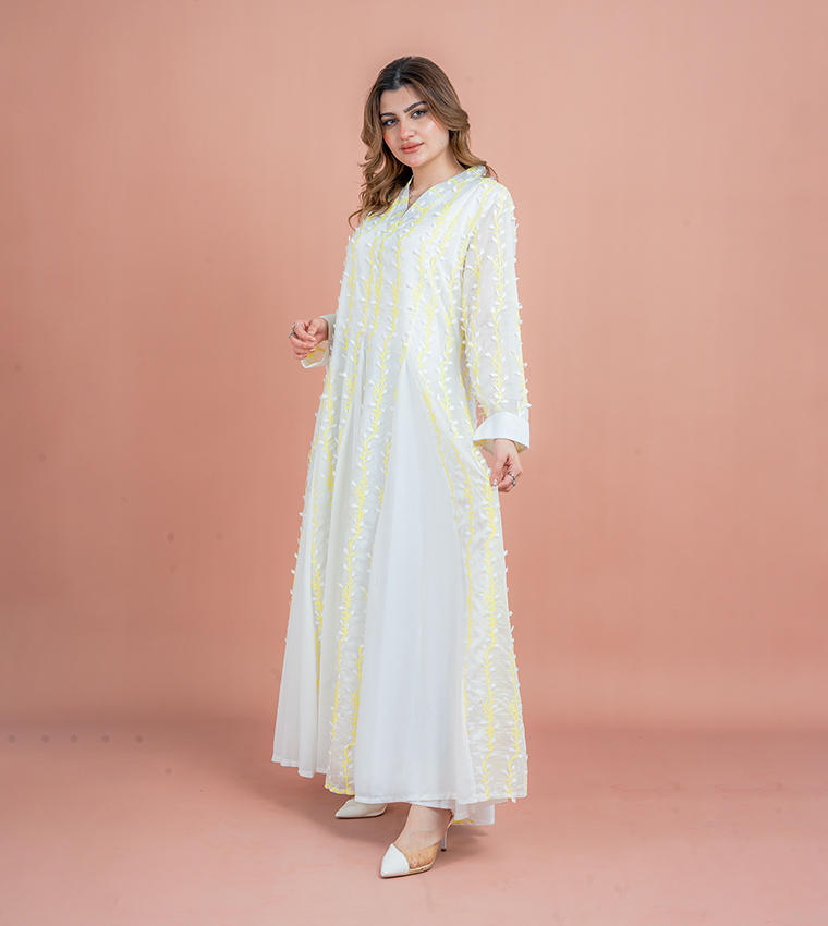 Embroidered V-Neck Jalabiya