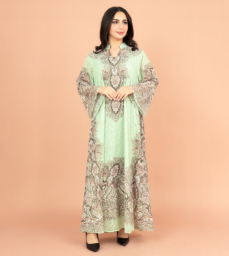 Patterned Flared Sleeves Jalabiya