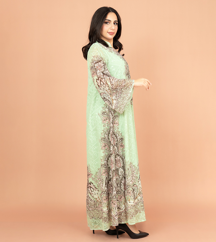 Patterned Flared Sleeves Jalabiya