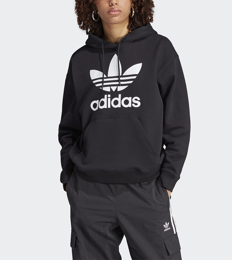Trefoil Logo Printed Hoodie