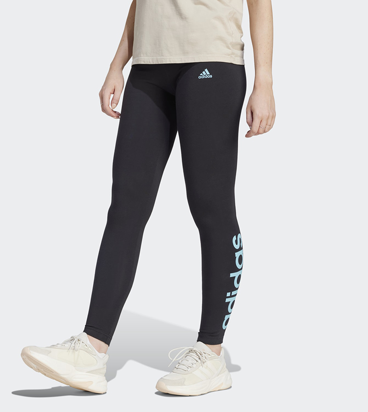 Buy Adidas Logo Printed Essentials High Waist Leggings In Black