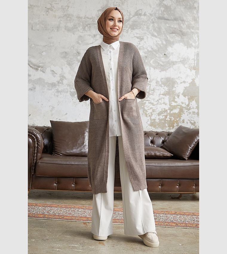 Buy INSTYLE Knitted Longline Cardigan In Grey 6thStreet Bahrain